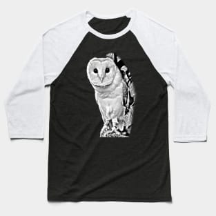 Barn Owl in black and white Baseball T-Shirt